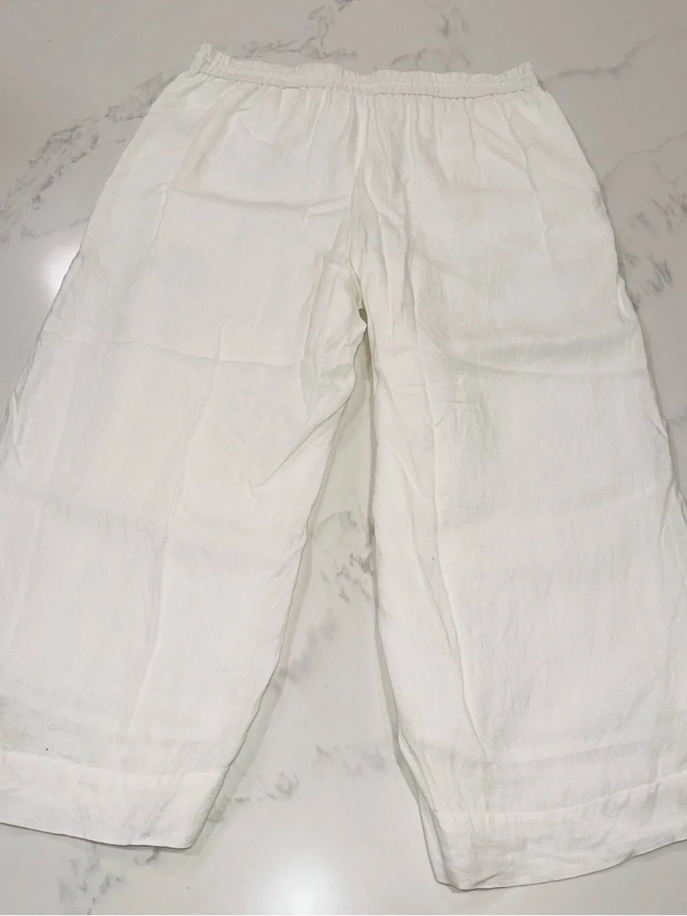 J. CREW SIZE XL~ CRISP WHITE 100% LINEN FULLY LINED PANTS BEACH SUMMER TROUSERS